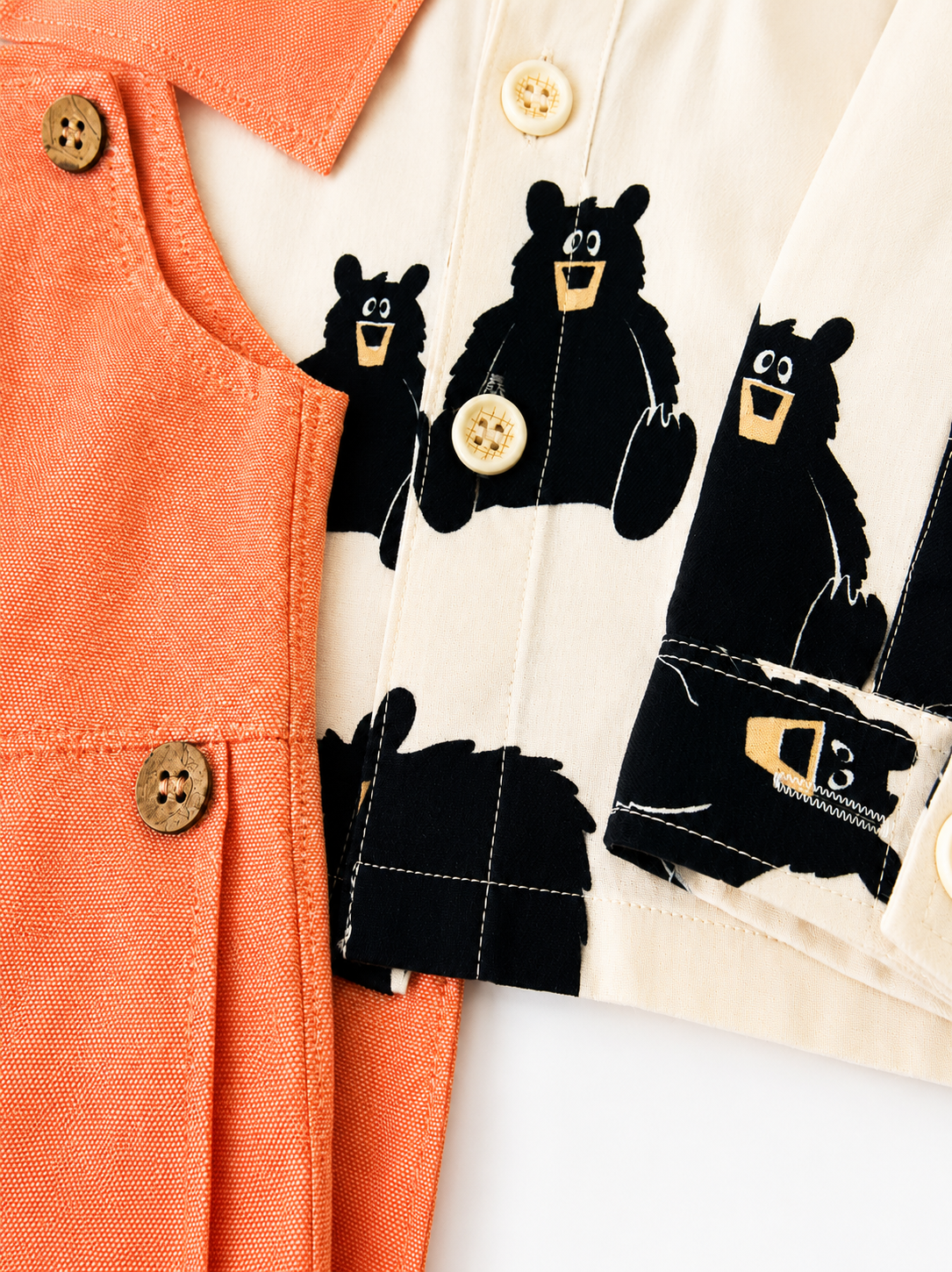 Khadi-Orange Dungaree with Floral Print Top for Boys
