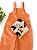 Khadi-Orange Dungaree with Floral Print Top for Boys
