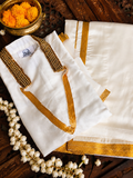 Organza short kurta and mundu set